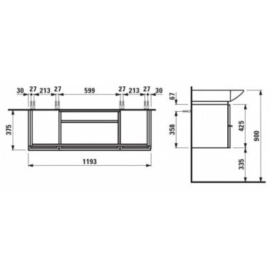 LAUFEN Тумба под умывальник подвесная Palace (H4013010754631)